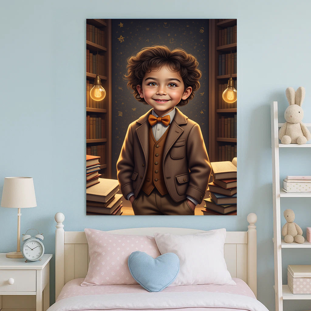 Kid Professor Custom Portrait - Personalized Canvas Wall Art for Kids
