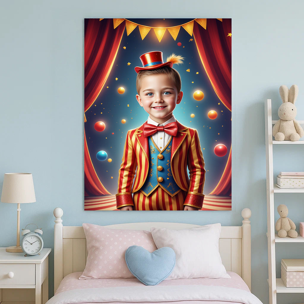 Magical Circus Custom Portrait - Personalized Canvas Wall Art for Kids
