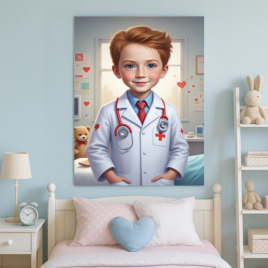 Doctor Kid Custom Portrait - Personalized Canvas Wall Art for Kids