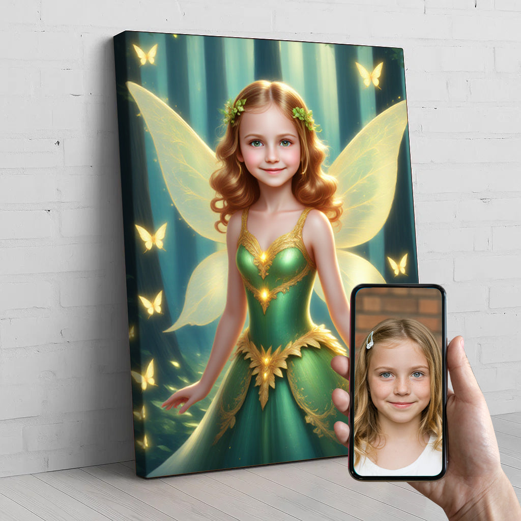 Earth Princess Custom Portrait - Personalized Canvas Wall Art for Kids