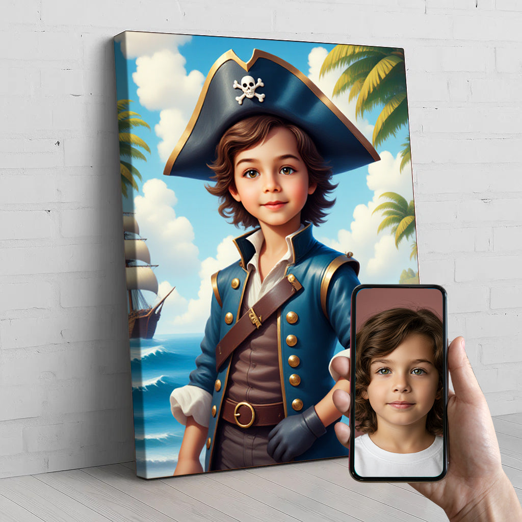 Pirate Adventure Custom Portrait - Personalized Canvas Wall Art for Kids