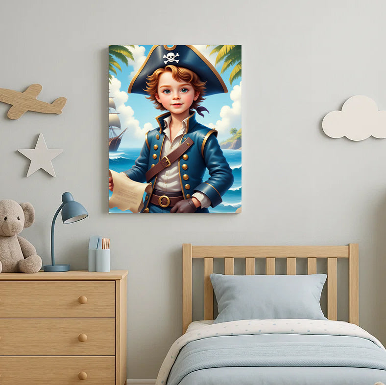 Pirate Adventure Custom Portrait - Personalized Canvas Wall Art for Kids