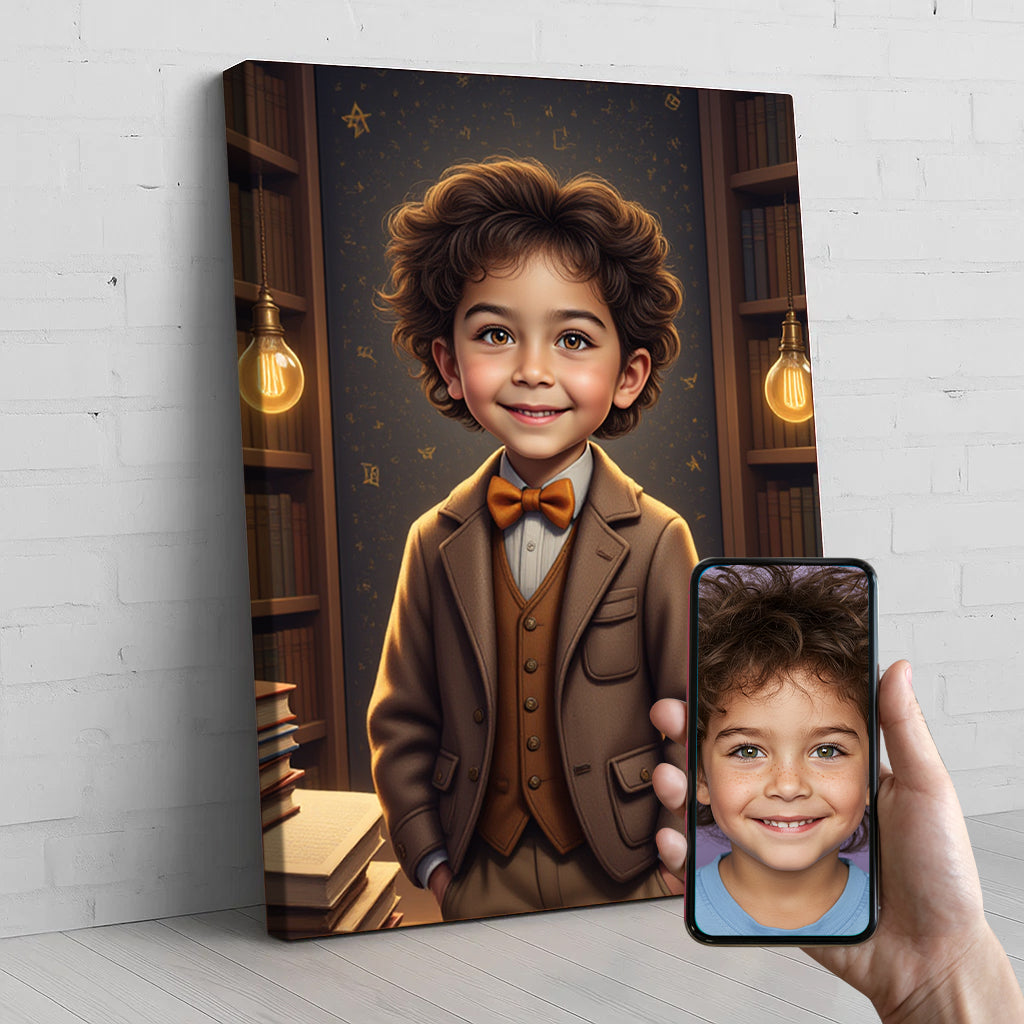 Kid Professor Custom Portrait - Personalized Canvas Wall Art for Kids