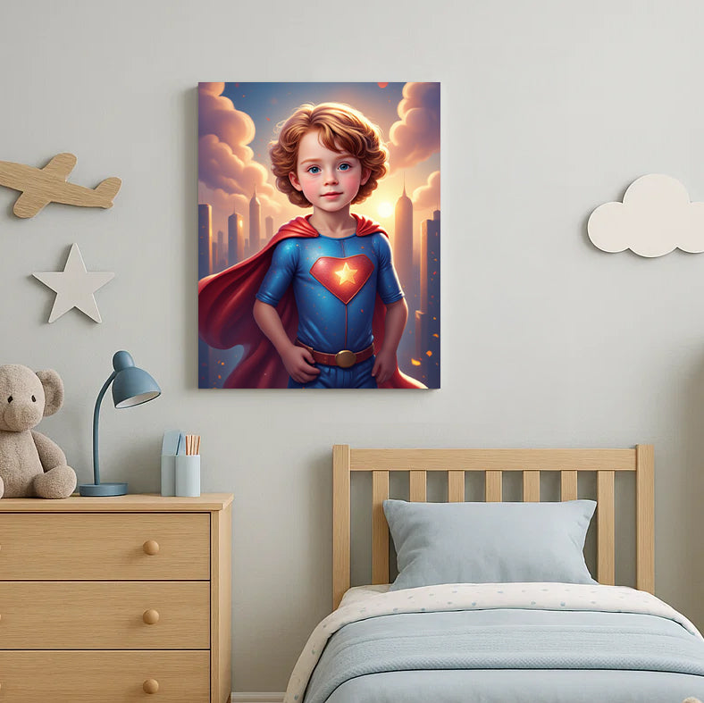 Super Hero Custom Portrait - Personalized Canvas Wall Art for Kids