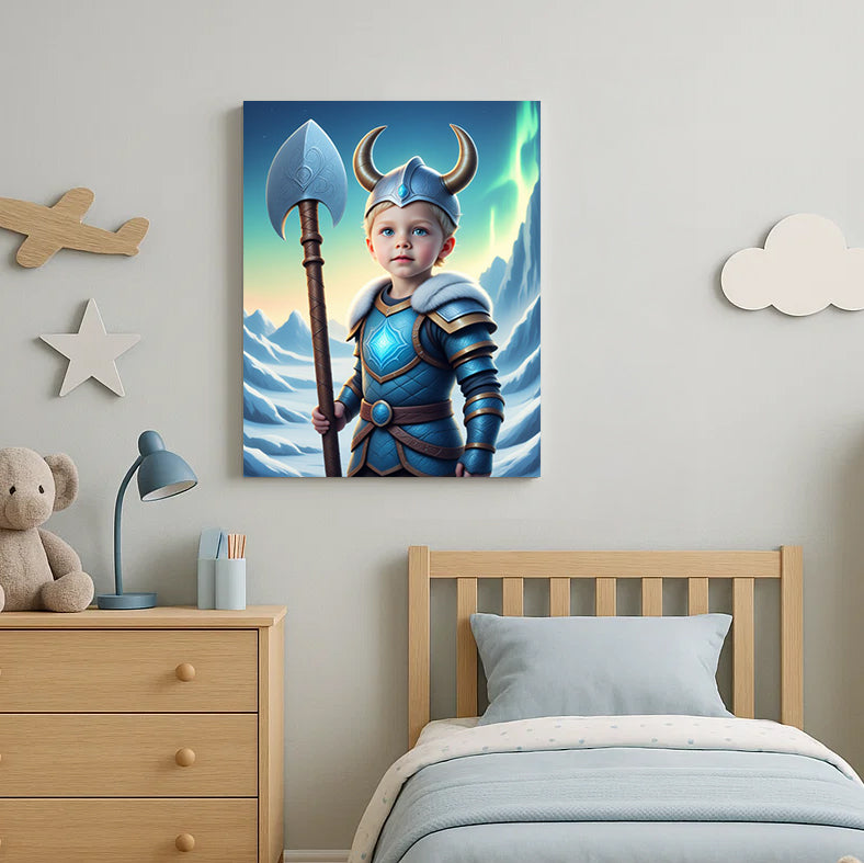 Viking King Custom Portrait - Personalized Canvas Wall Art for Kids