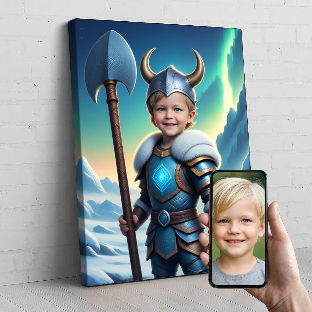 Viking King Custom Portrait - Personalized Canvas Wall Art for Kids