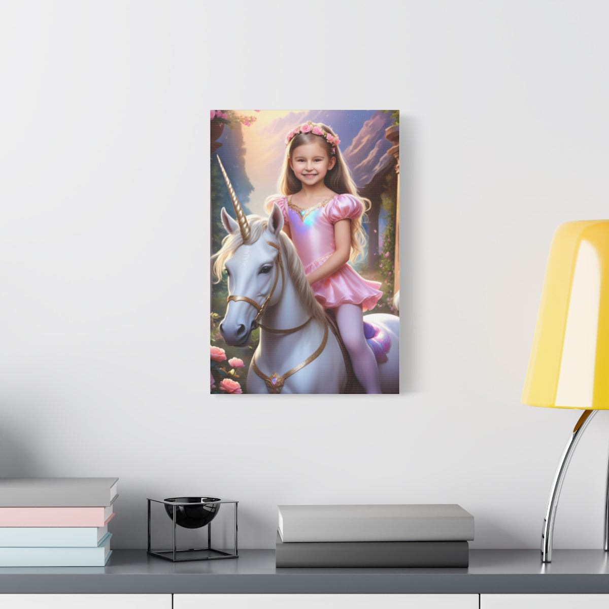 Unicorn Princess Custom Portrait - Personalized Canvas Wall Art for Kids