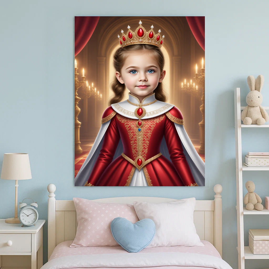 Royalty Queen Custom Portrait - Personalized Canvas Wall Art for Kids