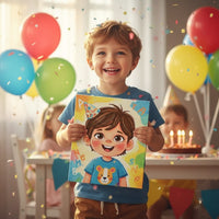 birthday gift 4 year old girl — personalized portrait canvas gift for kids