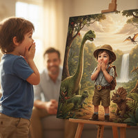custom dinosaur portrait kids — personalized portrait canvas gift for kids