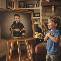 Custom Firefighter Portrait for Kids: Make Your Little Hero Official