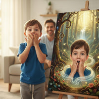 fairy tale portrait kids personalized — personalized portrait canvas gift for kids