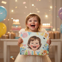 birthday gift 3 year old girl — personalized portrait canvas gift for kids