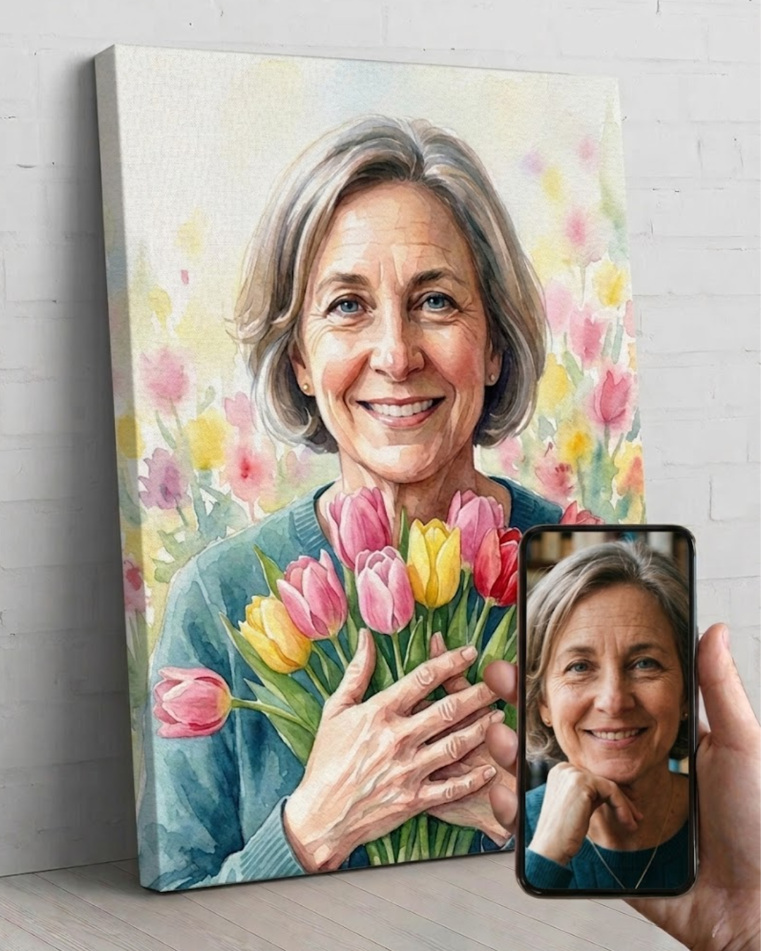 Personalized Mom Watercolor Portrait | Mother's Day Gift Art