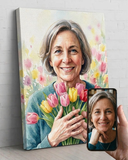 Personalized Mom Watercolor Portrait | Mother's Day Gift Art