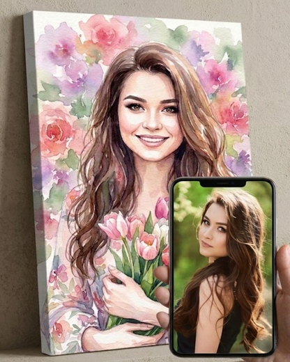 Personalized Mom Watercolor Portrait | Mother's Day Gift Art