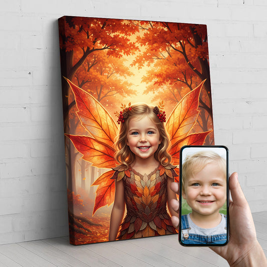 Autumn Fairy Custom Portrait - Personalized Canvas Wall Art for Kids
