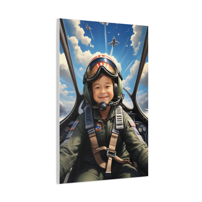 Fighter Pilot  - Personalized Kid Portrait For Boys