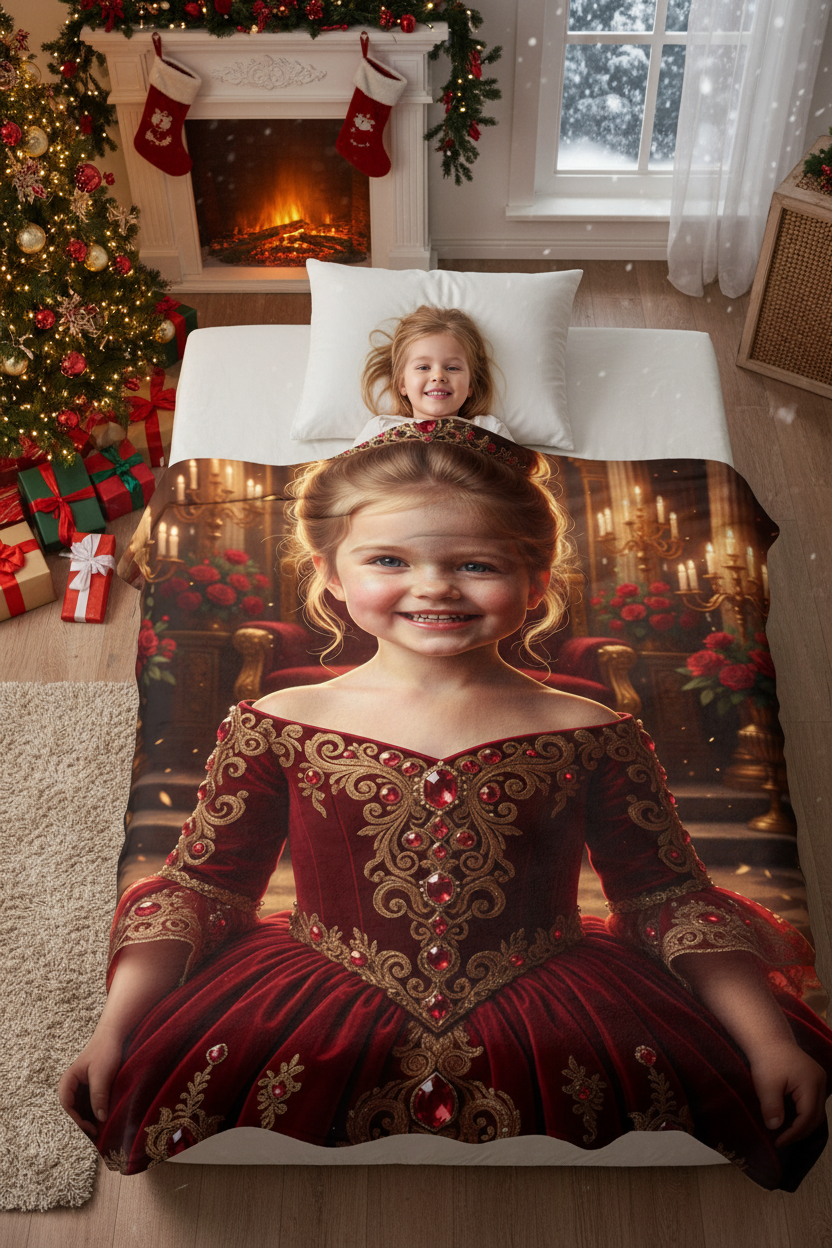 Ruby Princess Custom Photo + Name Blanket For Kid