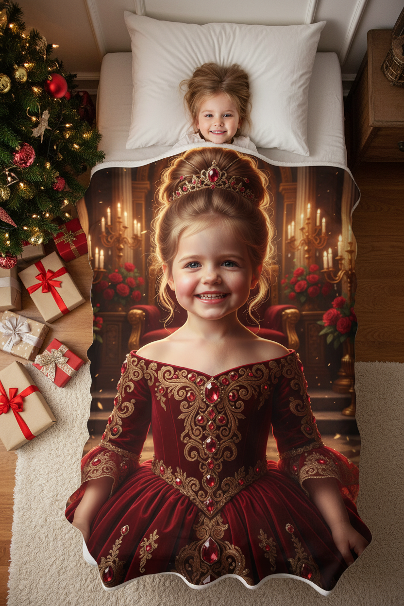 Ruby Princess Custom Photo + Name Blanket For Kid