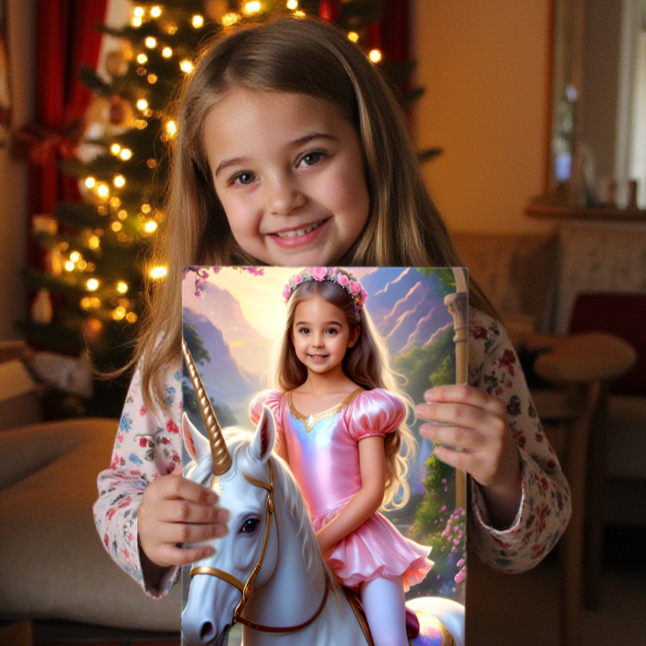 Unicorn Princess - Personalized Kid Portrait For Girl