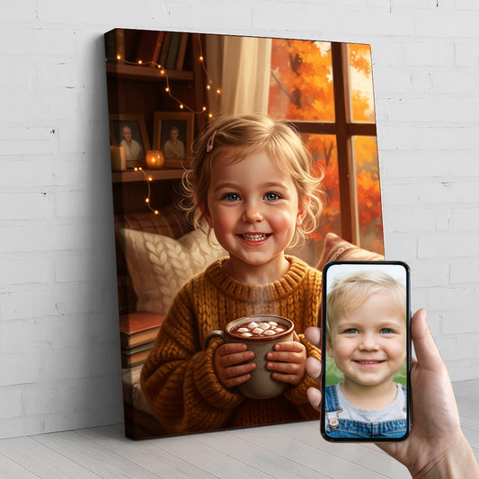 Cozy Sweater Custom Portrait - Personalized Canvas Wall Art for Kids