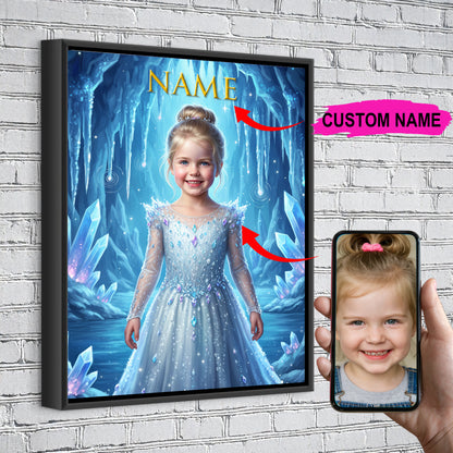 Crystal Grotto Princess Custom Portrait - Personalized Canvas Wall Art for Kids