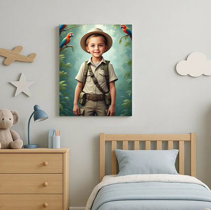 Animal Explorer Custom Portrait - Personalized Canvas Wall Art for Kids