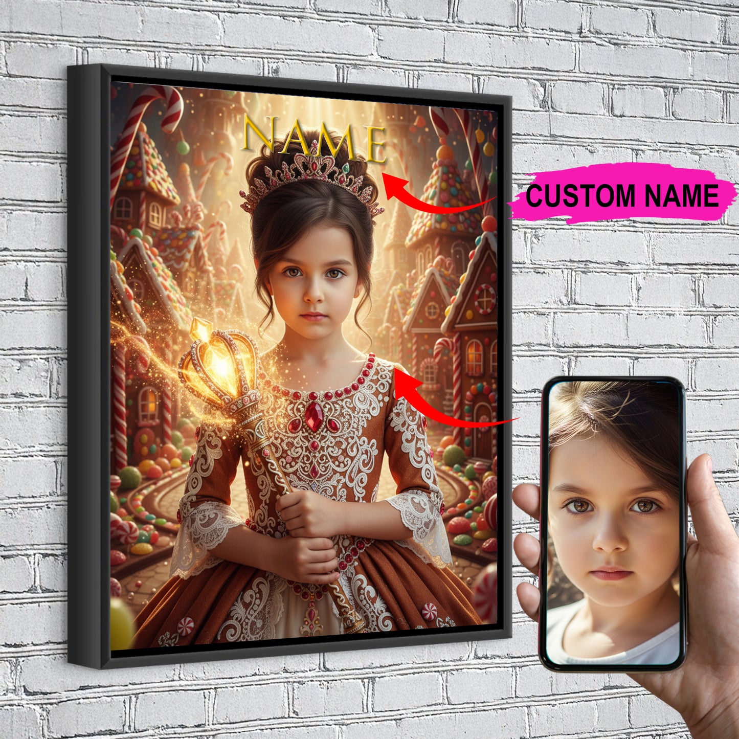 Ginger Bread Princess Custom Portrait - Personalized Canvas Wall Art for Kids
