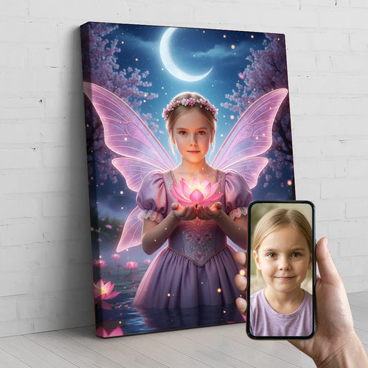 The Fairy Bloom Princess Custom Portrait - Personalized Canvas Wall Art for Girls