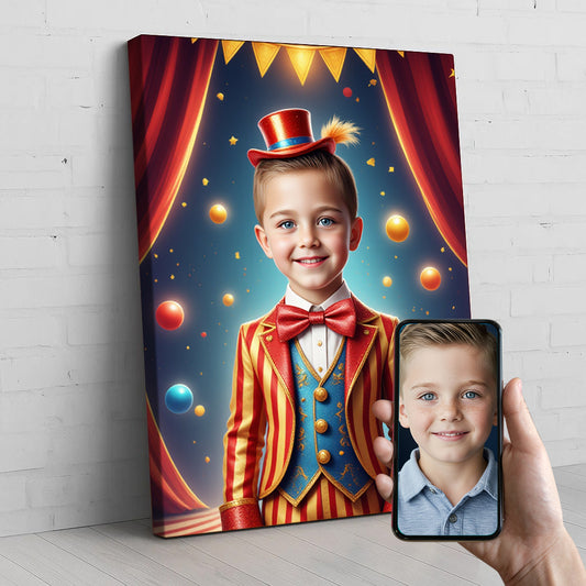 Magical Circus Custom Portrait - Personalized Canvas Wall Art for Kids