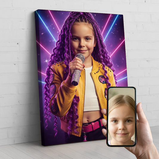 Kpop Princess Custom Portrait - Personalized Canvas Wall Art for Kids