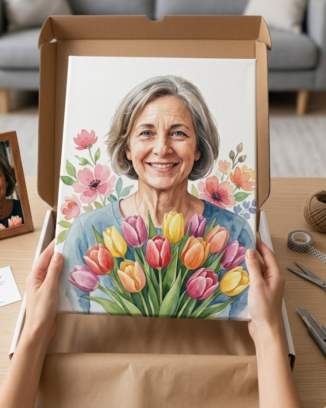 Personalized Mom Watercolor Portrait | Mother's Day Gift Art