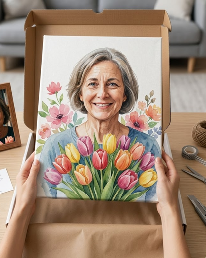 Personalized Mom Watercolor Portrait | Mother's Day Gift Art