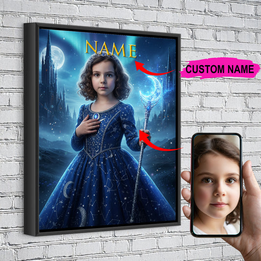 Night Princess Custom Portrait - Personalized Canvas Wall Art for Kids