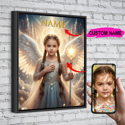 Starlight Angel Custom Portrait - Personalized Canvas Wall Art for Kids