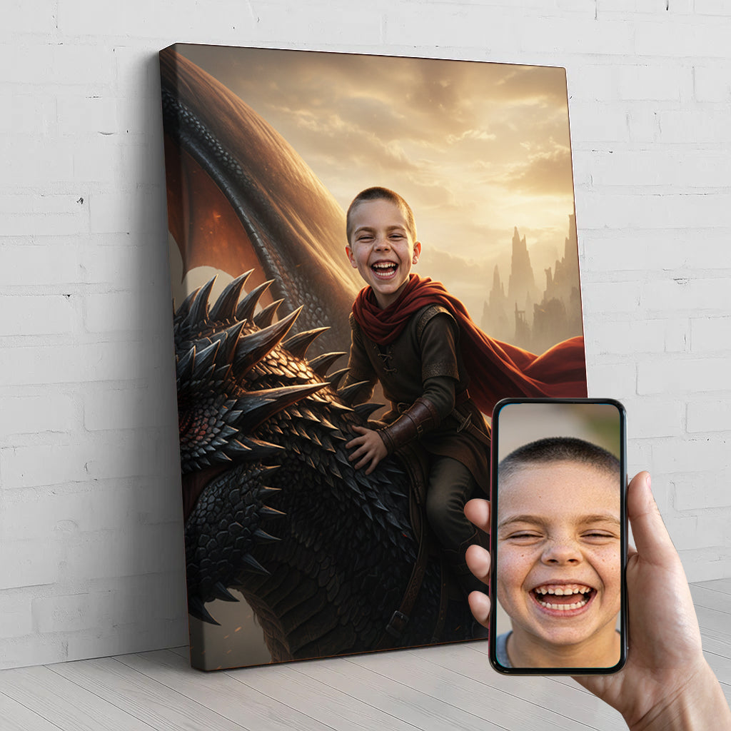 The Storm Dragon Custom Portrait - Personalized Canvas Wall Art for Kids