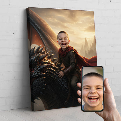 The Storm Dragon Custom Portrait - Personalized Canvas Wall Art for Kids