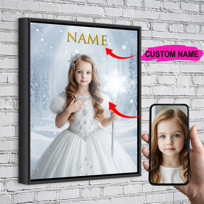 White Christmas Custom Portrait - Personalized Canvas Wall Art for Kids