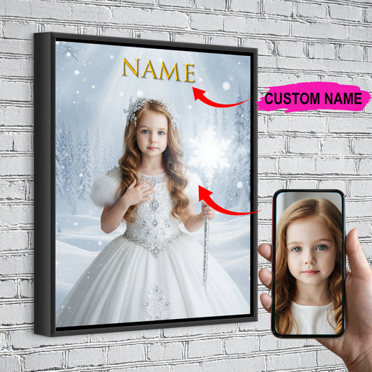 White Christmas Custom Portrait - Personalized Canvas Wall Art for Kids