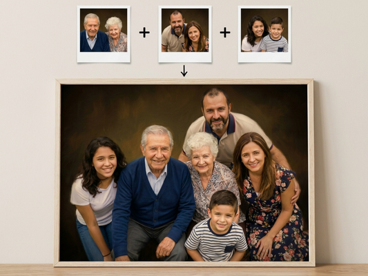 Father's day Family Custom Portrait - Personalized Canvas Wall Art