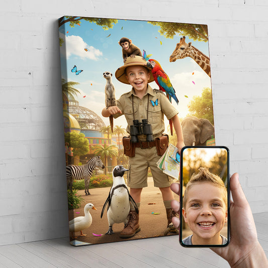 Funny Zoo Custom Portrait - Personalized Canvas Wall Art for Kids
