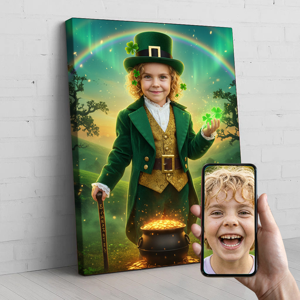 The Little Lucky Leprechaun Custom Portrait - Personalized Canvas Wall Art for Kids